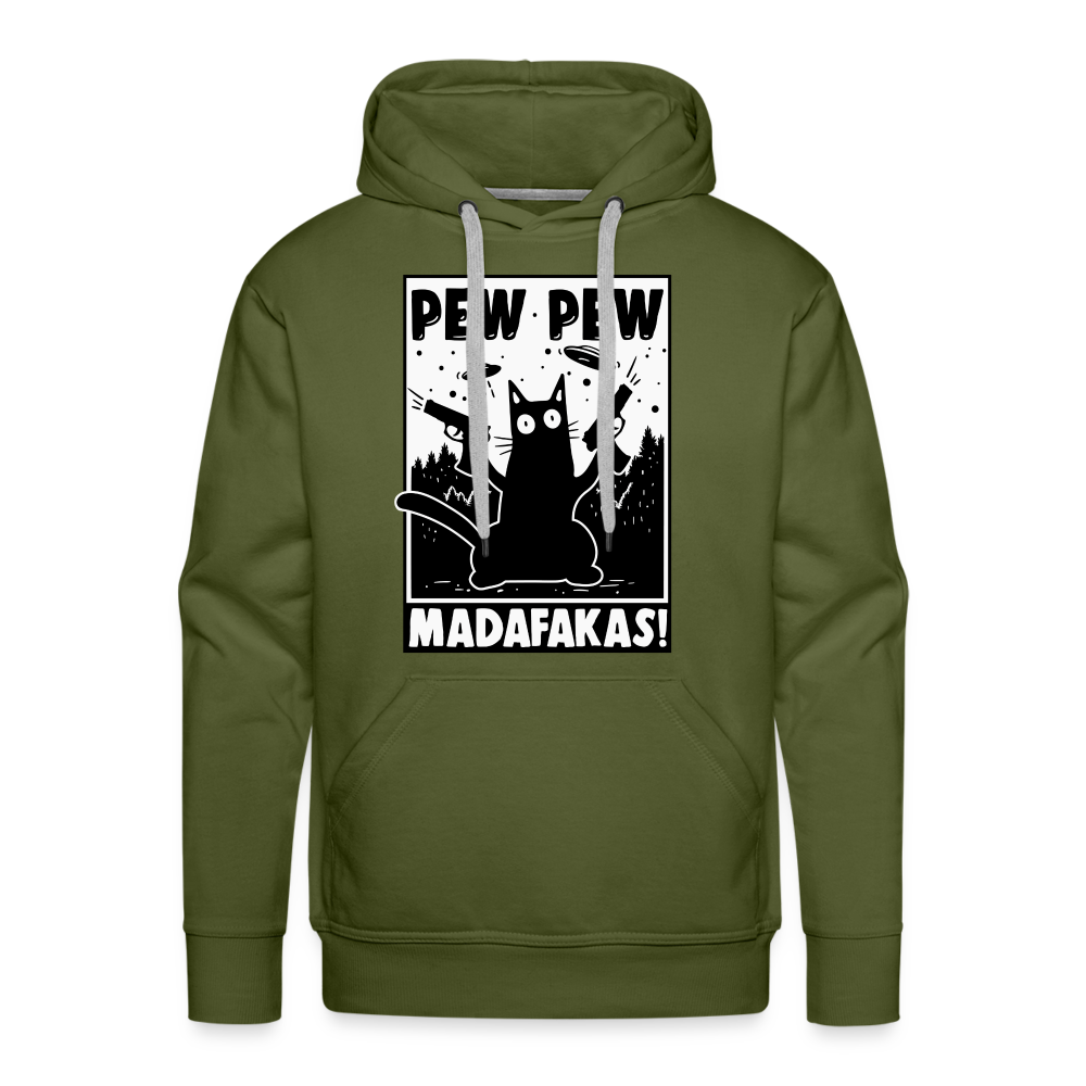 Cat Pew Pew Madafakas Premium Hoodie - olive green