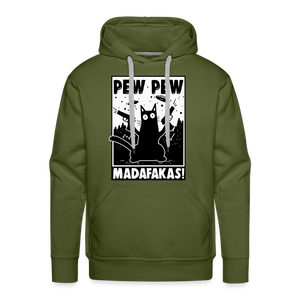 Cat Pew Pew Madafakas Premium Hoodie - olive green