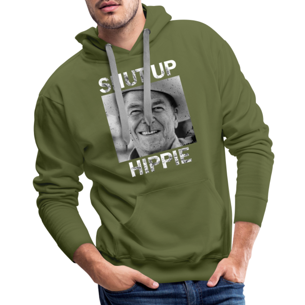 Shut up hippie Men’s Premium Hoodie - olive green