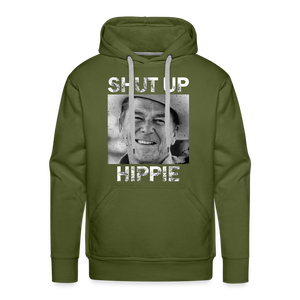 Shut up hippie Men’s Premium Hoodie - olive green