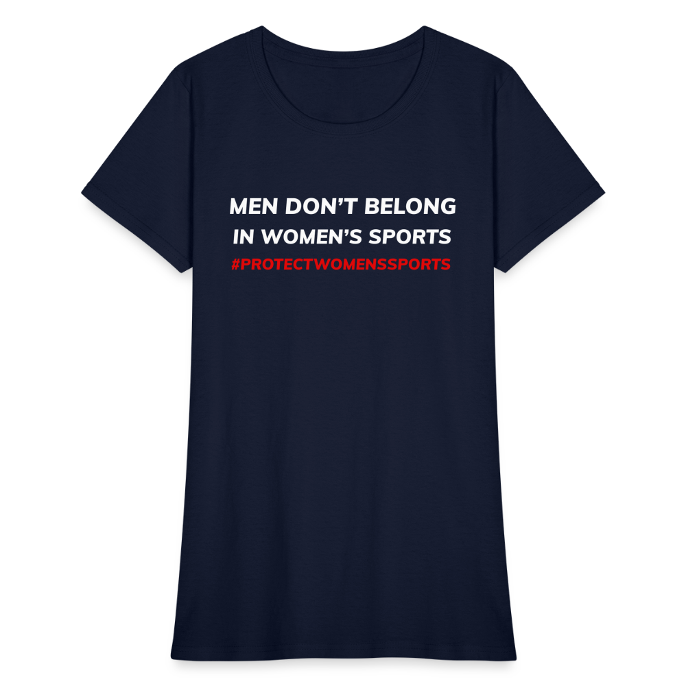 Men Don't Belong in Women's Sports, Protect Women's Sports Women's T-Shirt - navy