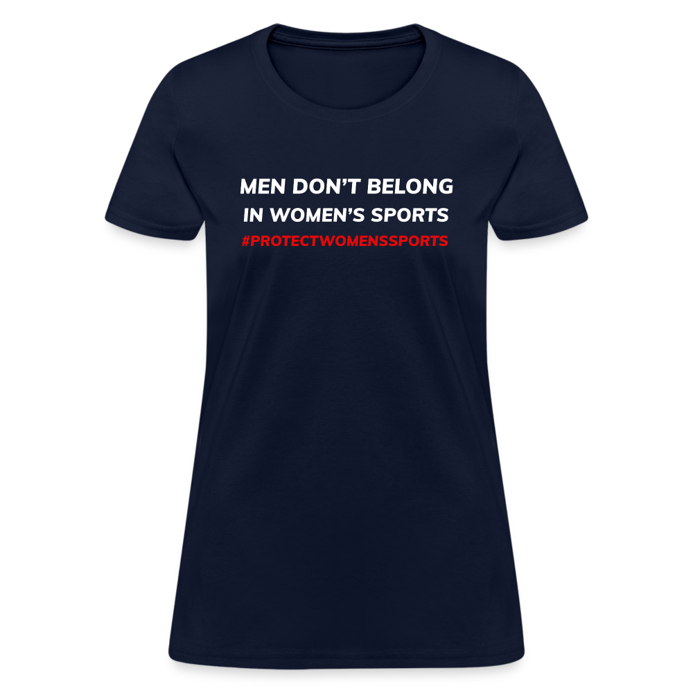 Men Don't Belong in Women's Sports, Protect Women's Sports Women's T-Shirt - navy