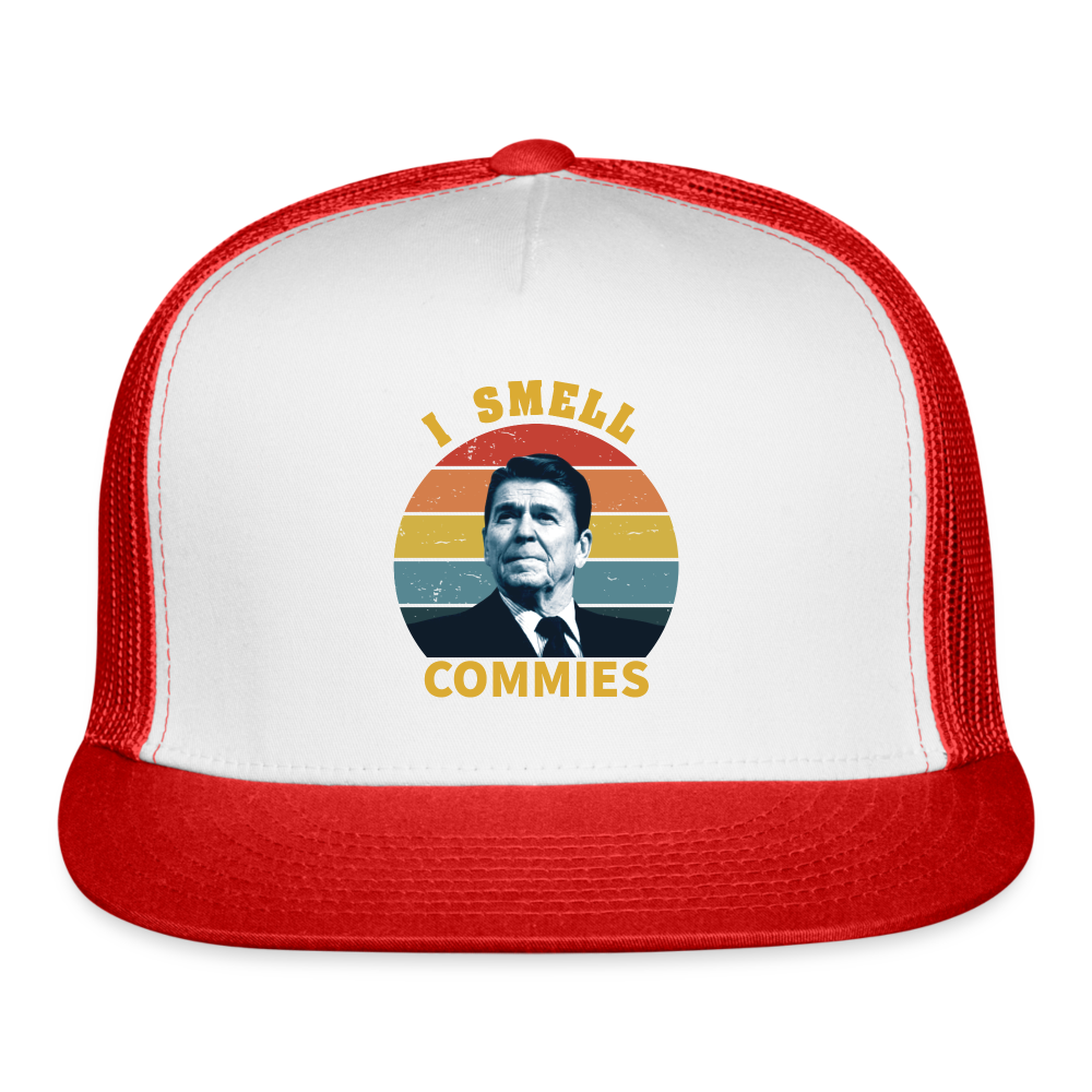 I Smell Commies Trucker Hat - white/red