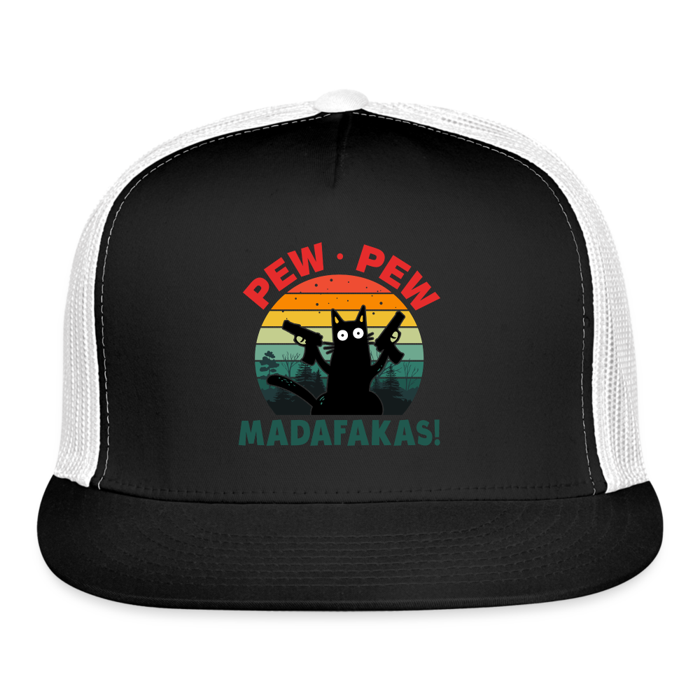 Pew Pew Madafakas Trucker Hat v2 - black/white