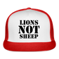 Lions Not Sheep Trucker Hat - white/red