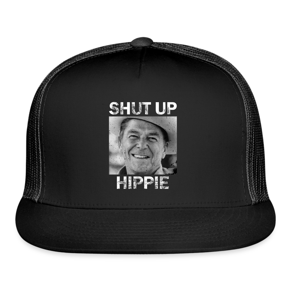 Shut Up Hippie Trucker Hat - black/black