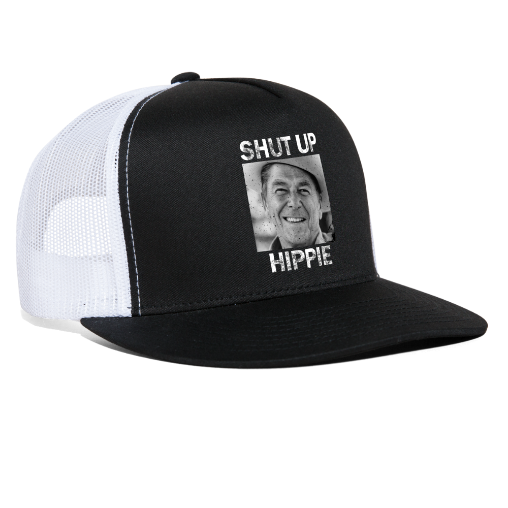 Shut Up Hippie Trucker Hat - black/white