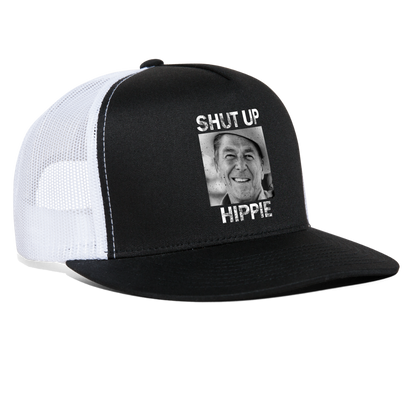 Shut Up Hippie Trucker Hat - black/white