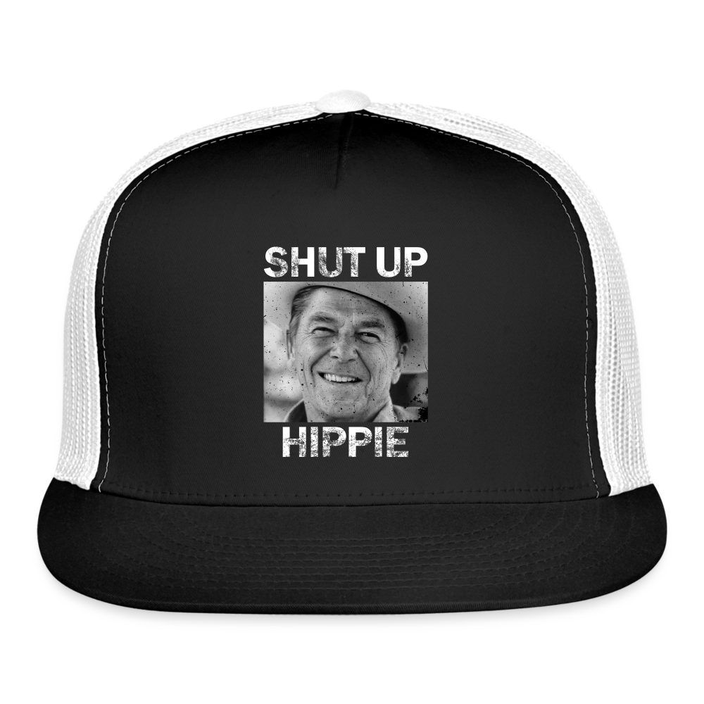 Shut Up Hippie Trucker Hat - black/white