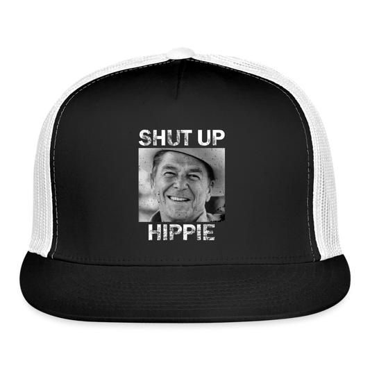 Shut Up Hippie Trucker Hat - black/white