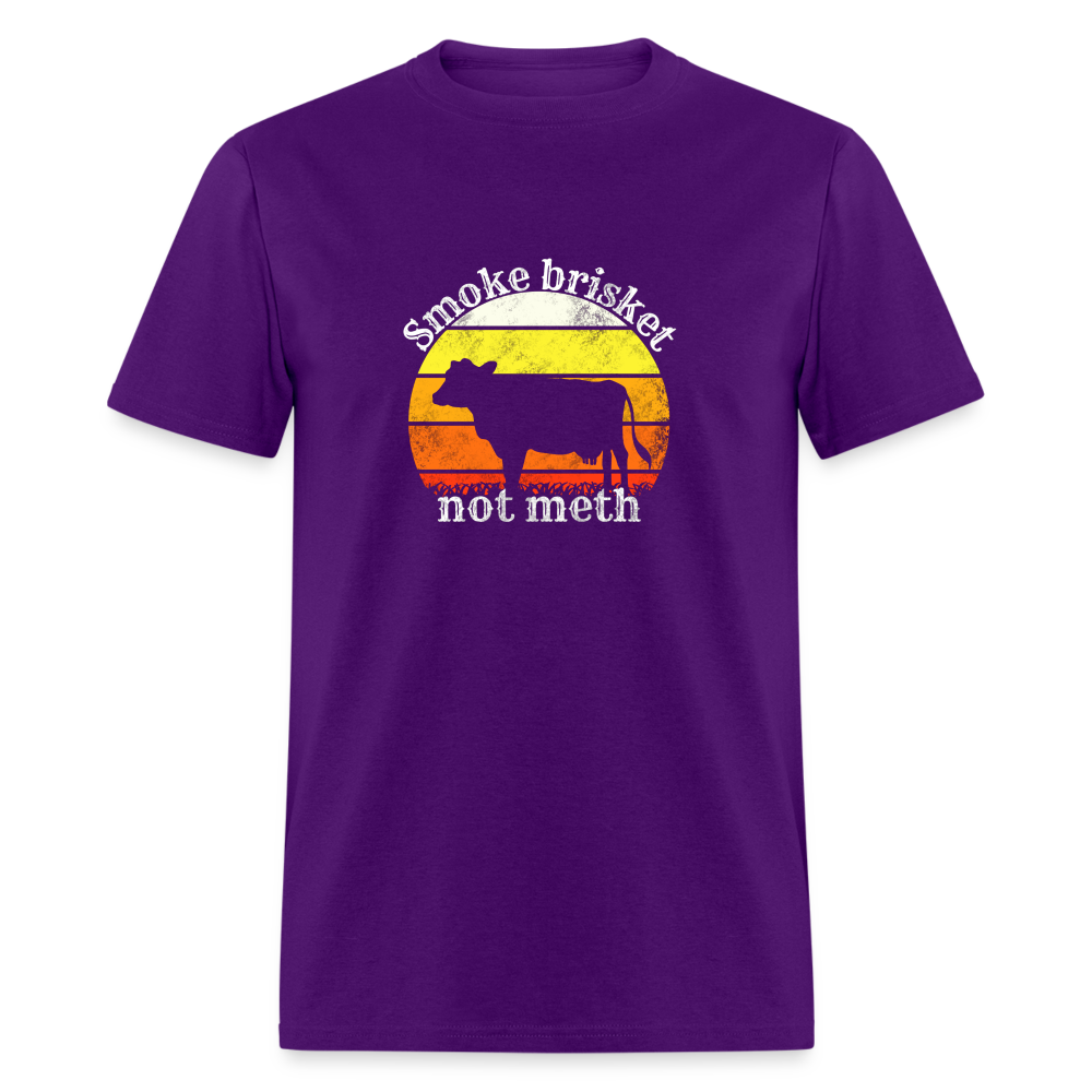 Smoke Brisket Not Meth Funny BBQ Dad Classic T-Shirt - purple