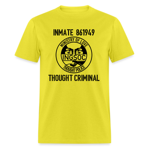 1984 book Inspired, Ministry of Truth, Thought Police, Thought Criminal Classic T-Shirt - yellow