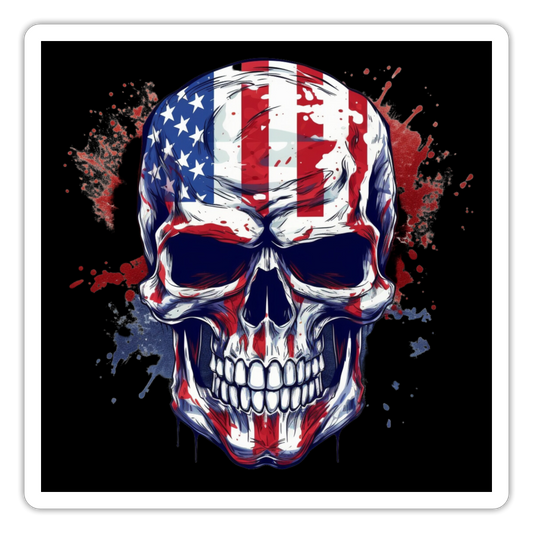 USA Flag Skull Sticker - white matte