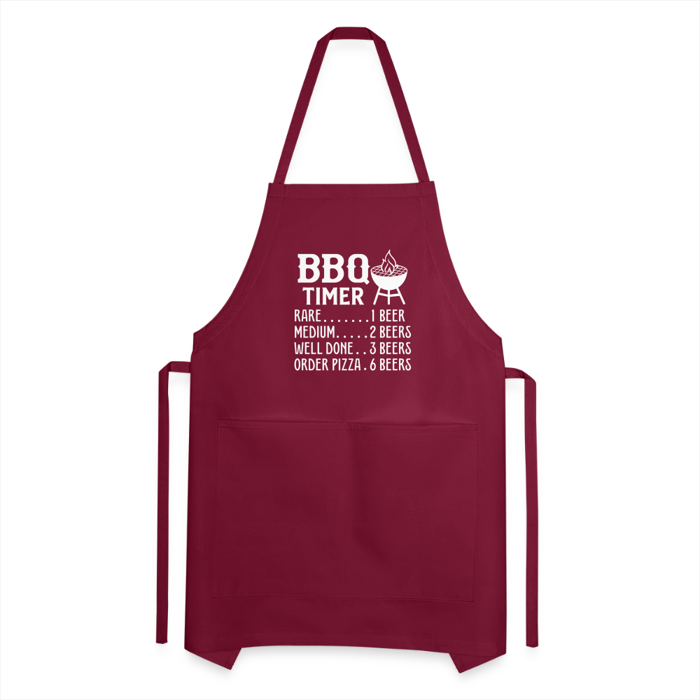 BBQ Timer Men's Adjustable Apron - burgundy