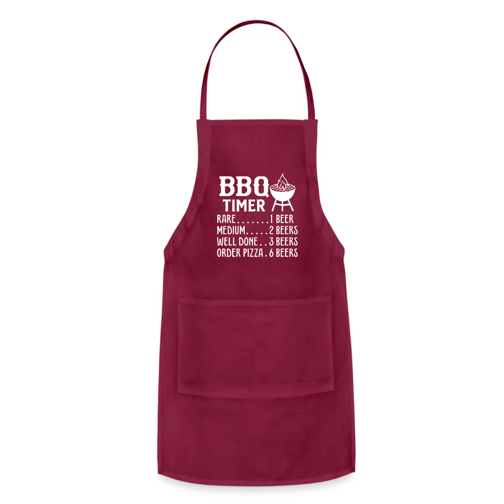 BBQ Timer Men's Adjustable Apron - burgundy