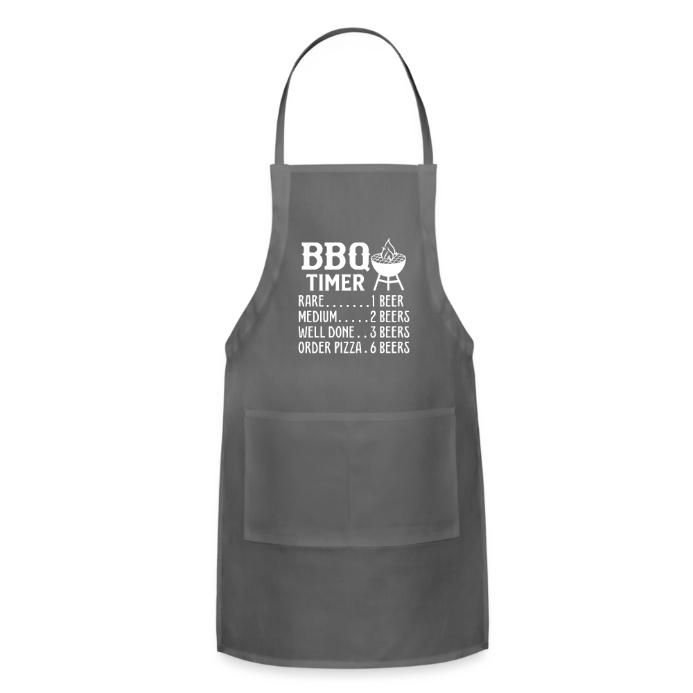 BBQ Timer Men's Adjustable Apron - charcoal