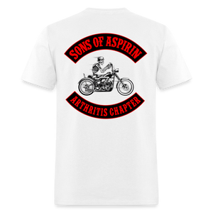 Sons of Aspirin Motorcycle Bikers Club (Back Print) Classic T-Shirt - white