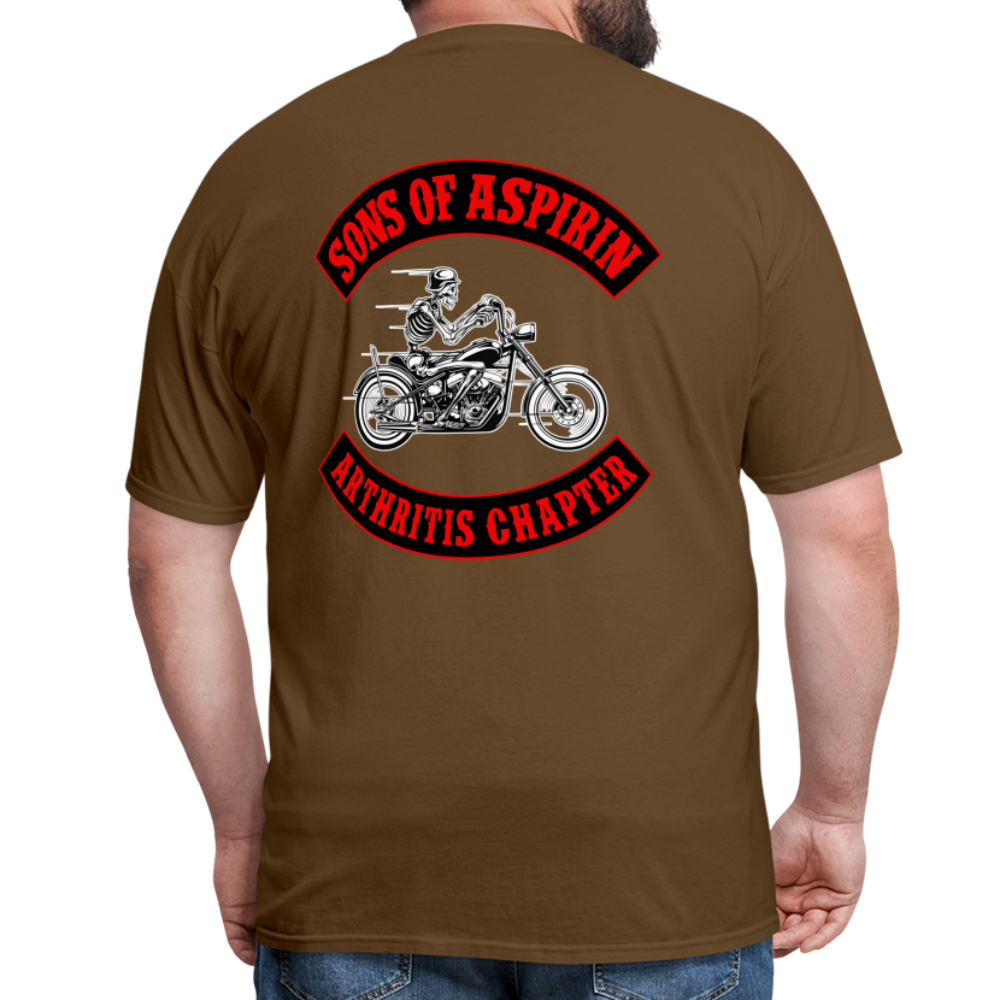 Sons of Aspirin Motorcycle Bikers Club (Back Print) Classic T-Shirt - brown