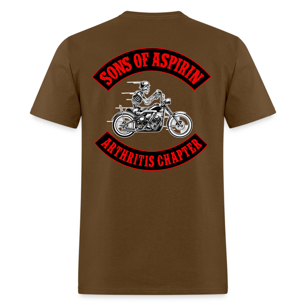 Sons of Aspirin Motorcycle Bikers Club (Back Print) Classic T-Shirt - brown