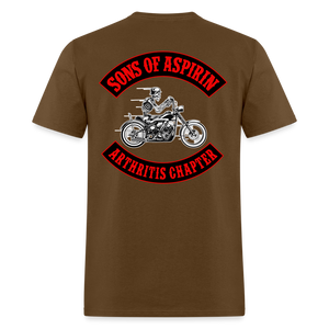 Sons of Aspirin Motorcycle Bikers Club (Back Print) Classic T-Shirt - brown