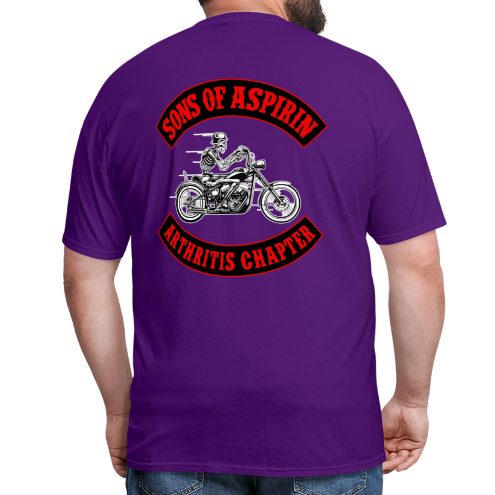 Sons of Aspirin Motorcycle Bikers Club (Back Print) Classic T-Shirt - purple