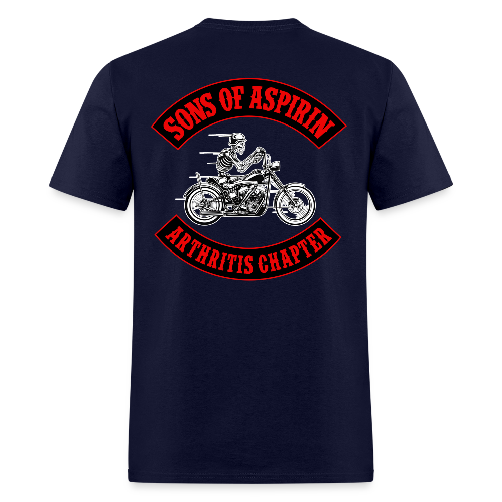 Sons of Aspirin Motorcycle Bikers Club (Back Print) Classic T-Shirt - navy