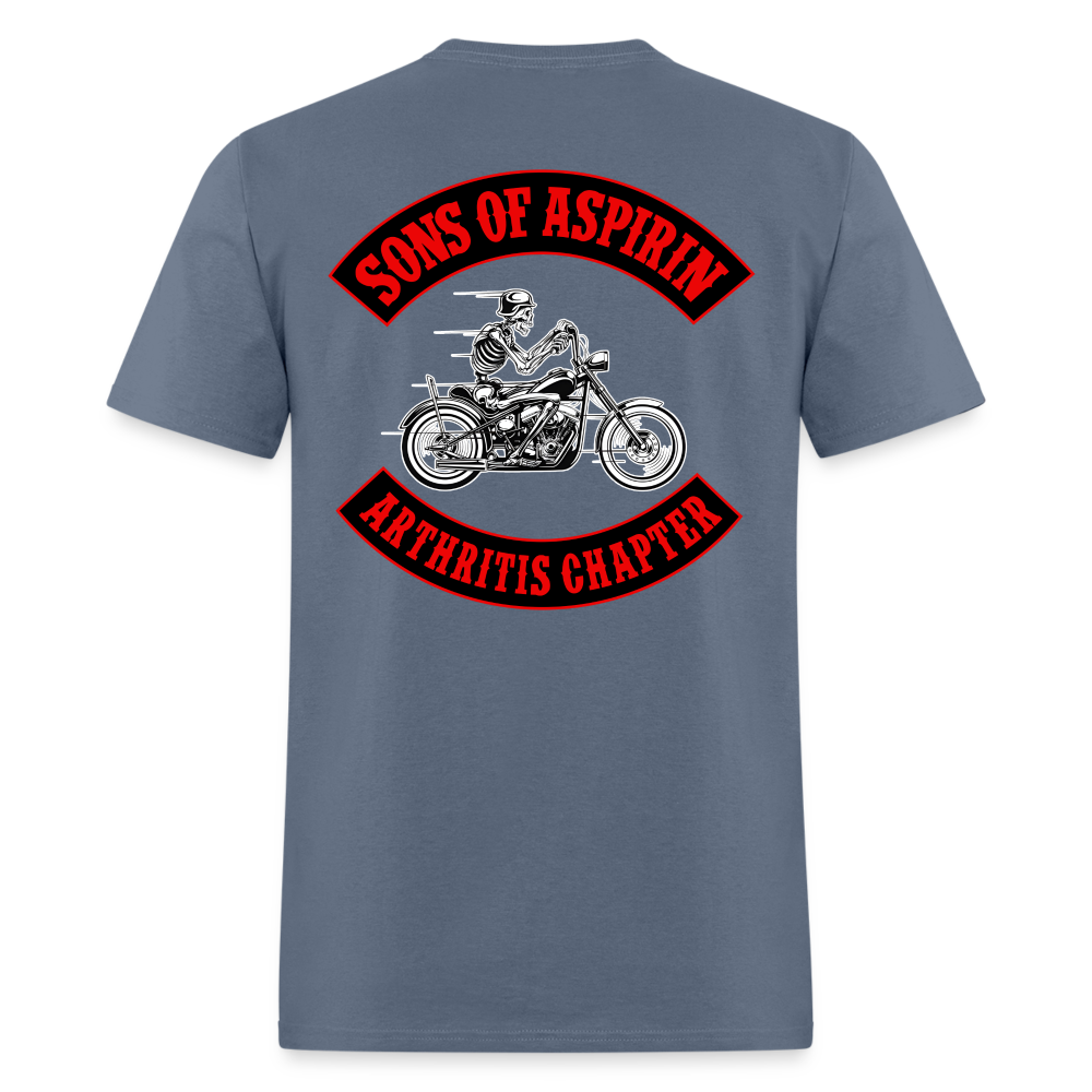 Sons of Aspirin Motorcycle Bikers Club (Back Print) Classic T-Shirt - denim