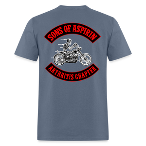 Sons of Aspirin Motorcycle Bikers Club (Back Print) Classic T-Shirt - denim