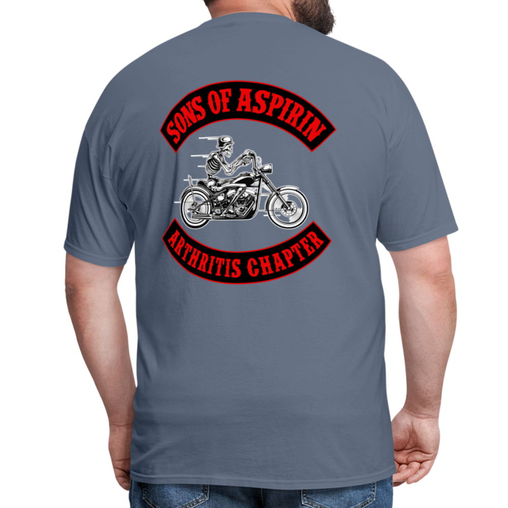 Sons of Aspirin Motorcycle Bikers Club (Back Print) Classic T-Shirt - denim