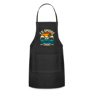 I'd Smoke That Funny Grilling BBQ Men's Adjustable Apron - black