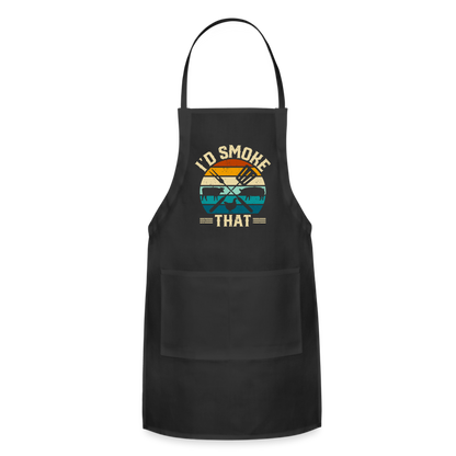 I'd Smoke That Funny Grilling BBQ Men's Adjustable Apron - black