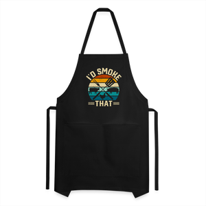 I'd Smoke That Funny Grilling BBQ Men's Adjustable Apron - black