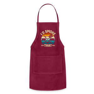 I'd Smoke That Funny Grilling BBQ Men's Adjustable Apron - burgundy