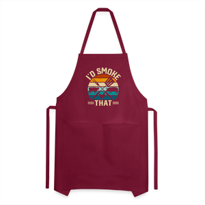 I'd Smoke That Funny Grilling BBQ Men's Adjustable Apron - burgundy