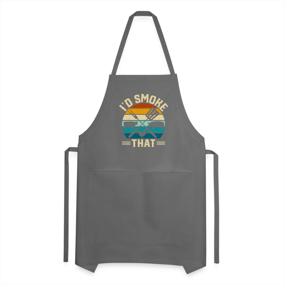 I'd Smoke That Funny Grilling BBQ Men's Adjustable Apron - charcoal