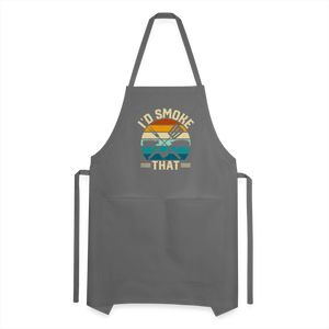 I'd Smoke That Funny Grilling BBQ Men's Adjustable Apron - charcoal