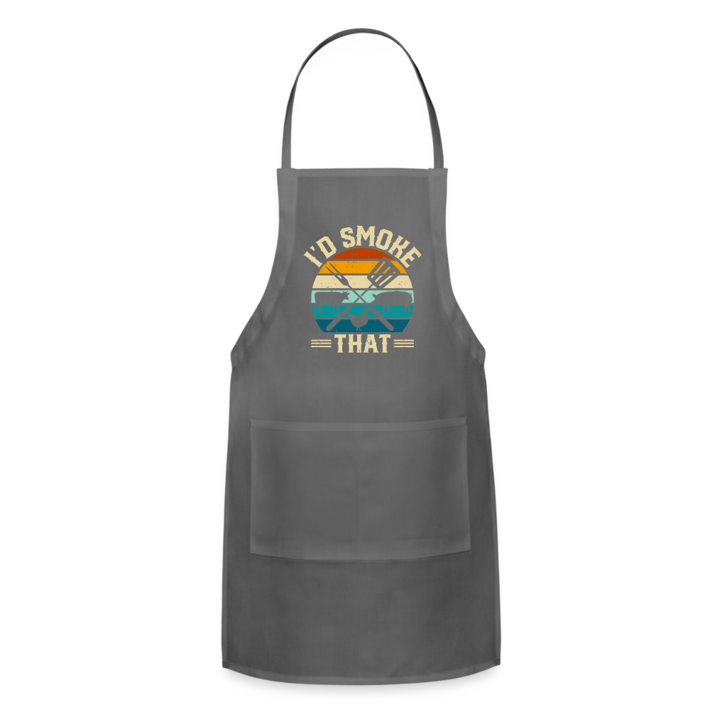 I'd Smoke That Funny Grilling BBQ Men's Adjustable Apron - charcoal