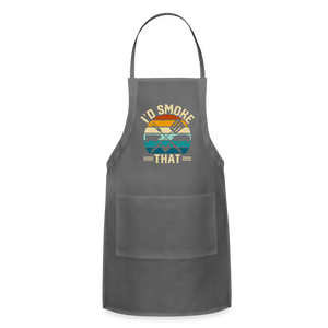 I'd Smoke That Funny Grilling BBQ Men's Adjustable Apron - charcoal