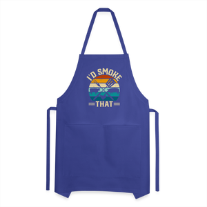 I'd Smoke That Funny Grilling BBQ Men's Adjustable Apron - royal blue