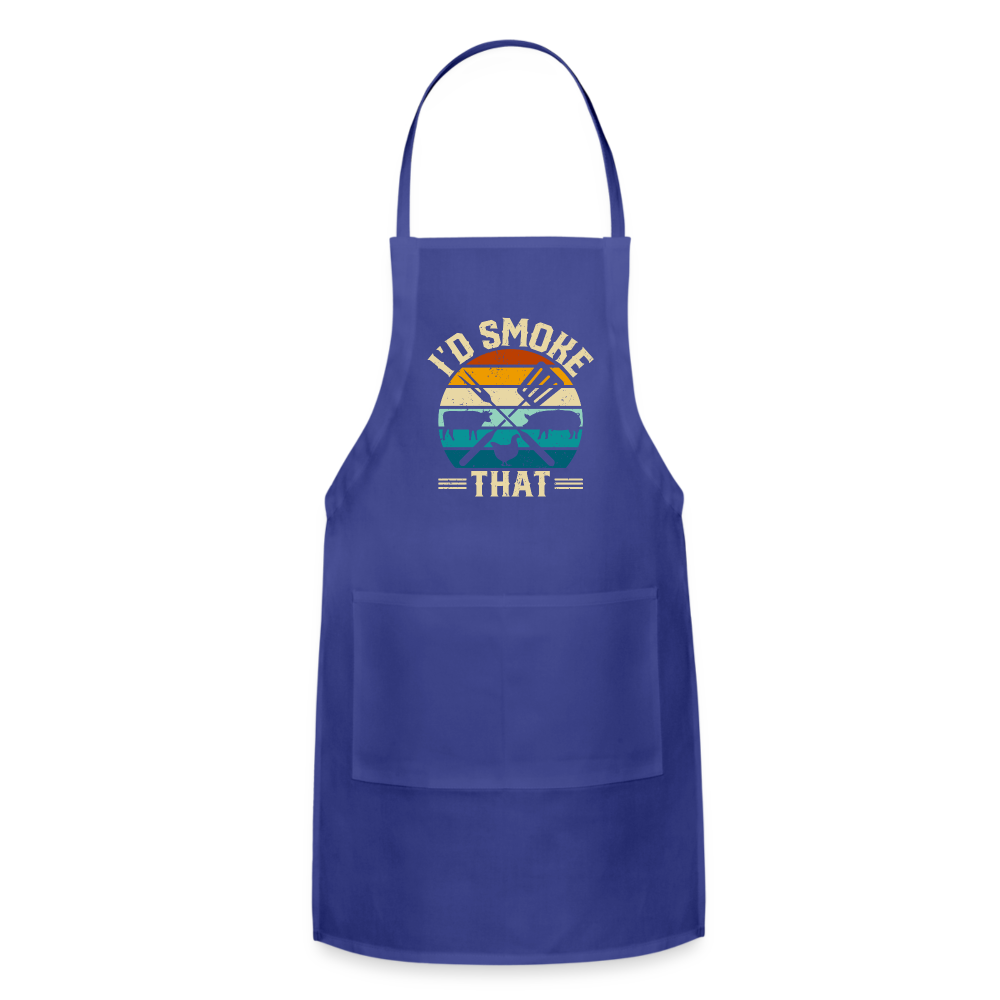 I'd Smoke That Funny Grilling BBQ Men's Adjustable Apron - royal blue