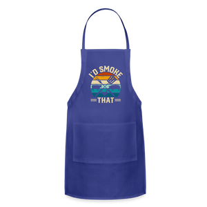 I'd Smoke That Funny Grilling BBQ Men's Adjustable Apron - royal blue