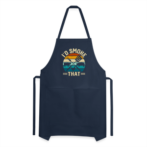 I'd Smoke That Funny Grilling BBQ Men's Adjustable Apron - navy