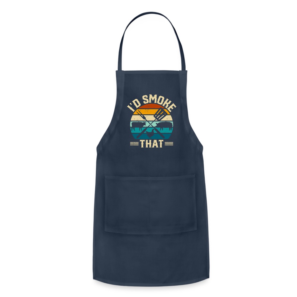 I'd Smoke That Funny Grilling BBQ Men's Adjustable Apron - navy