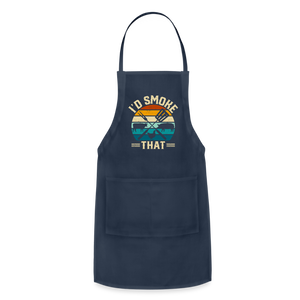 I'd Smoke That Funny Grilling BBQ Men's Adjustable Apron - navy