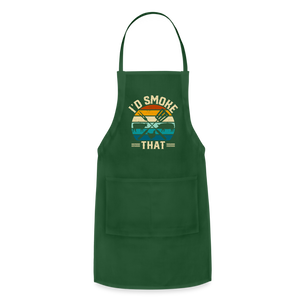 I'd Smoke That Funny Grilling BBQ Men's Adjustable Apron - forest green