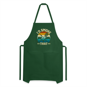 I'd Smoke That Funny Grilling BBQ Men's Adjustable Apron - forest green