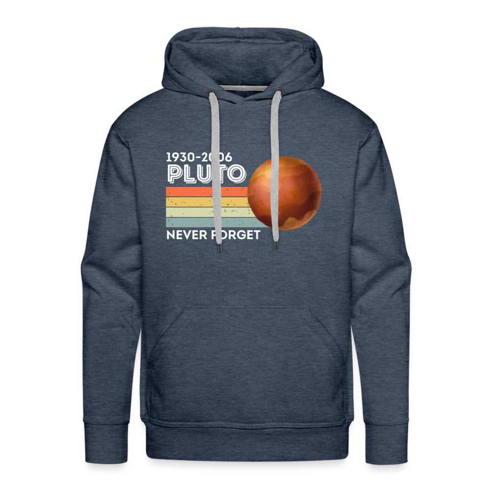 1930-2006 Pluto Never Forget Funny Men’s Premium Hoodie - heather denim