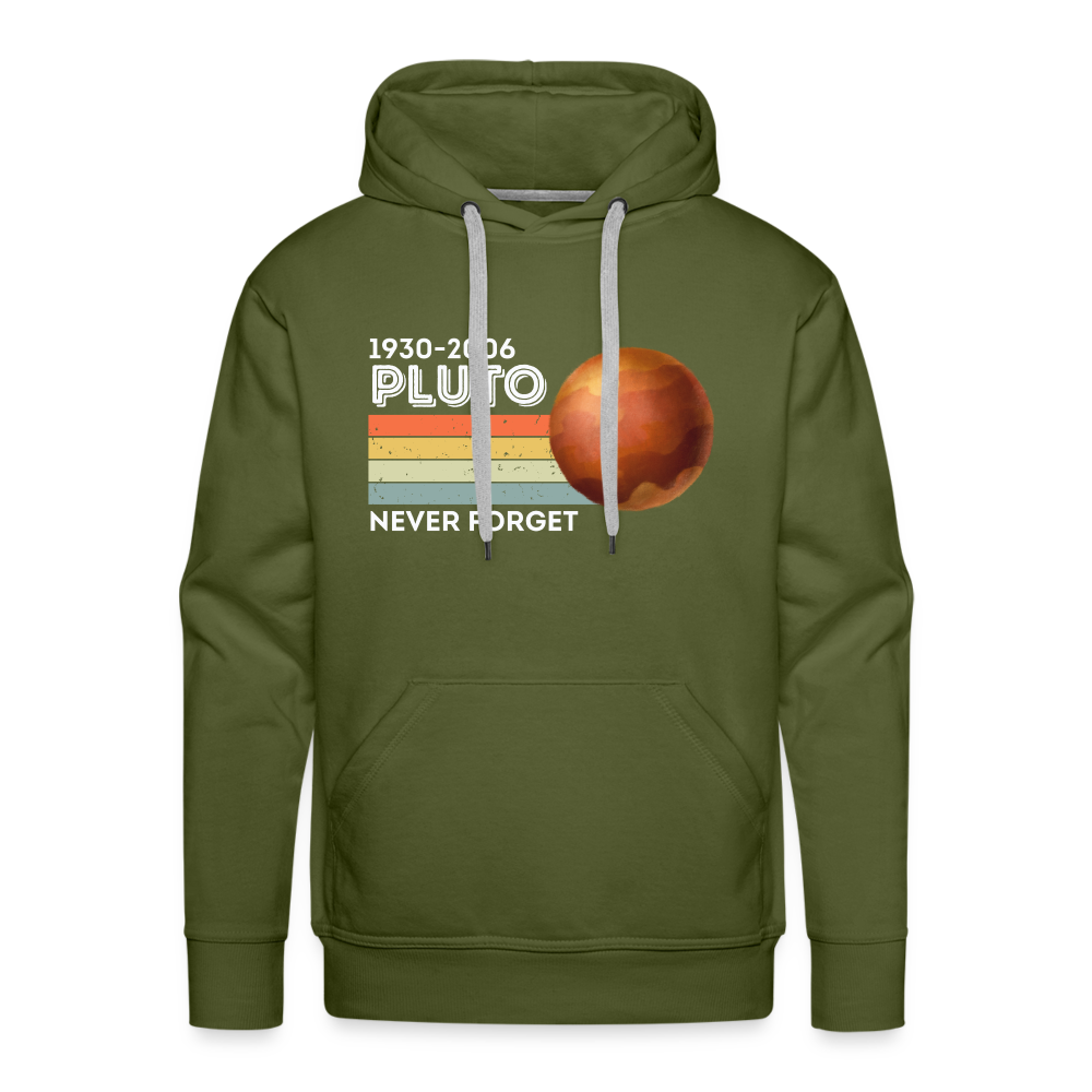 1930-2006 Pluto Never Forget Funny Men’s Premium Hoodie - olive green