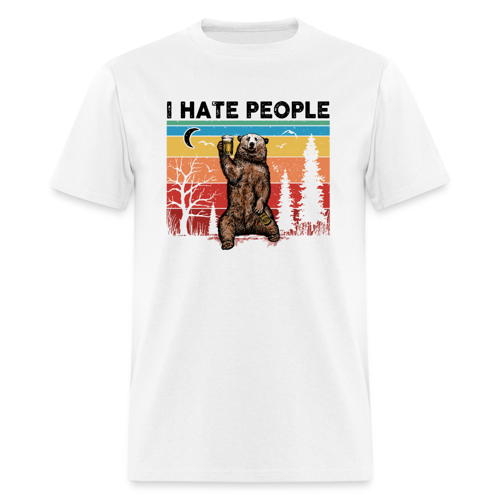 I Hate People - Grizzly Bear Funny Camping Classic T-Shirt - white