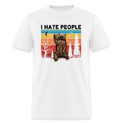 I Hate People - Grizzly Bear Funny Camping Classic T-Shirt - white